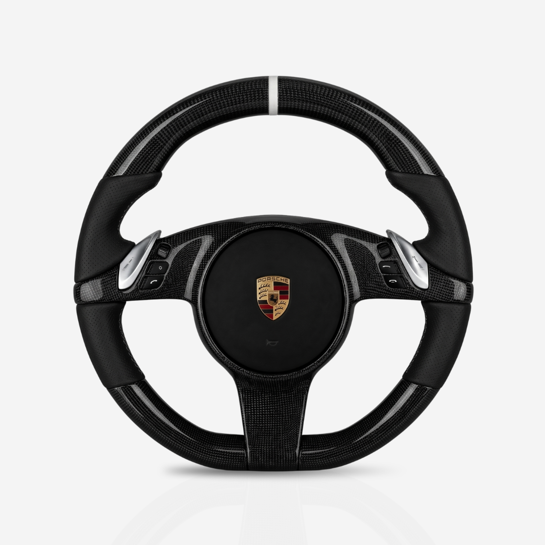 Porsche Gloss Carbon Fibre & Leather Steering Wheel — 13