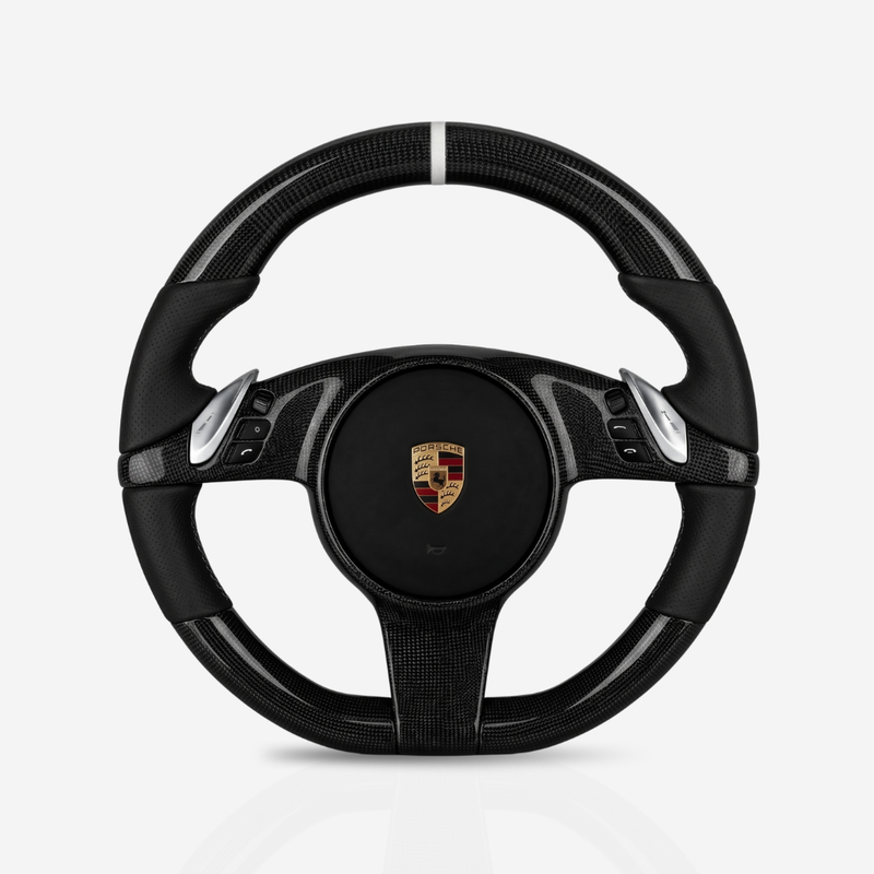 Porsche Gloss Carbon Fibre & Leather Steering Wheel — 13