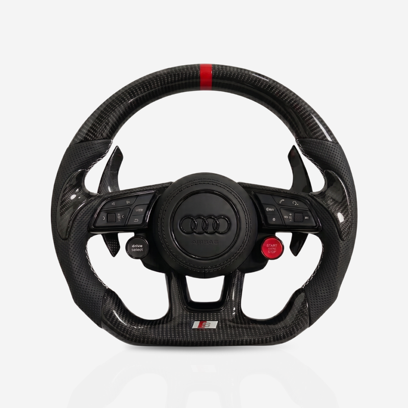 Audi Gloss Carbon Fibre & Leather Steering Wheel — 09