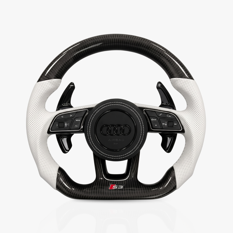 Audi Gloss Carbon Fibre & Leather Steering Wheel — 19