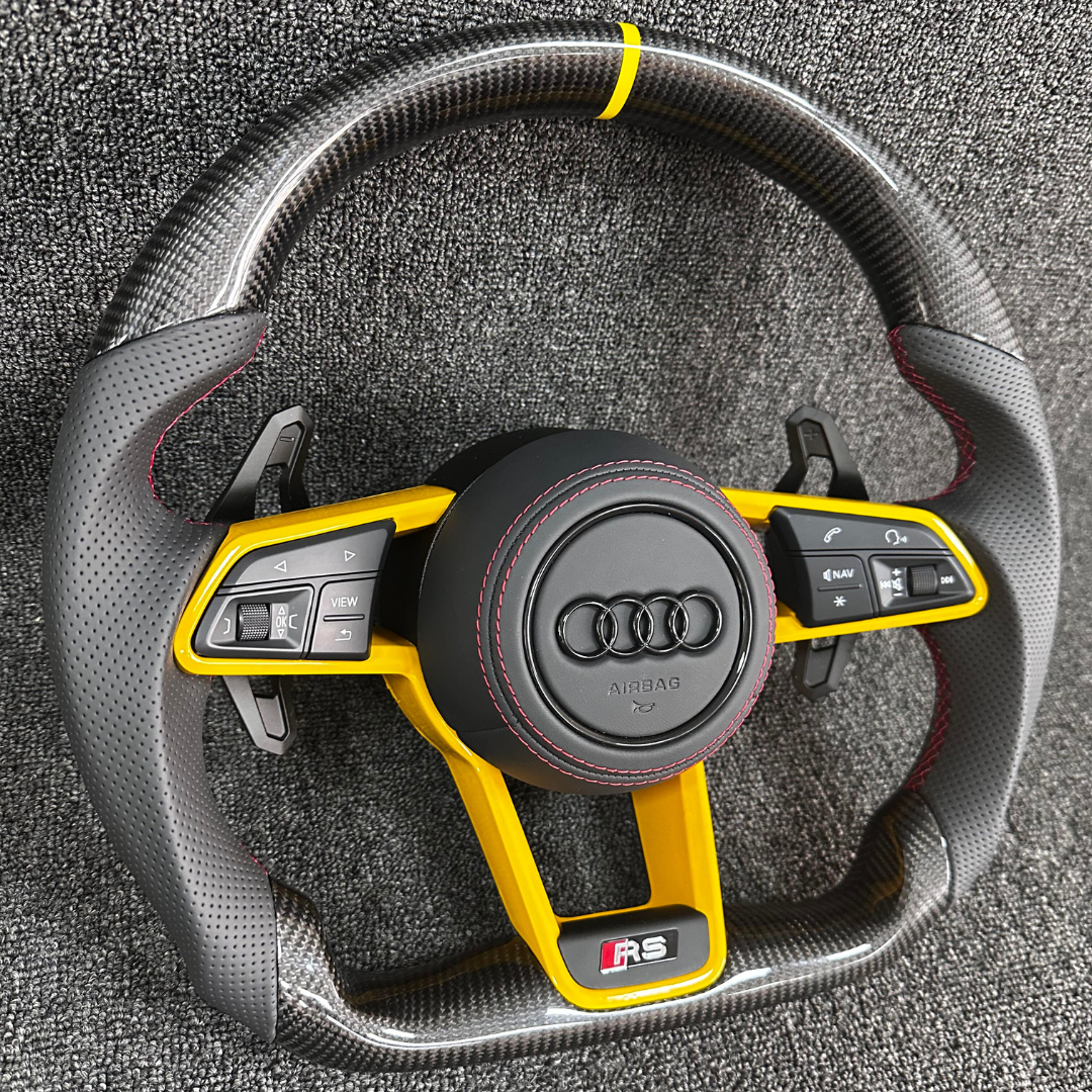 Audi Gloss Carbon Fibre & Leather Steering Wheel — 20
