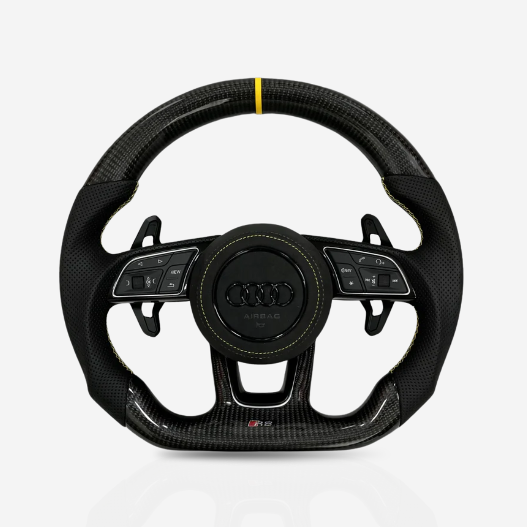 Audi Gloss Carbon Fibre & Leather Steering Wheel — 01