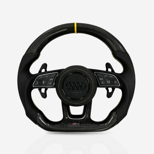 Audi Gloss Carbon Fibre & Leather Steering Wheel — 01