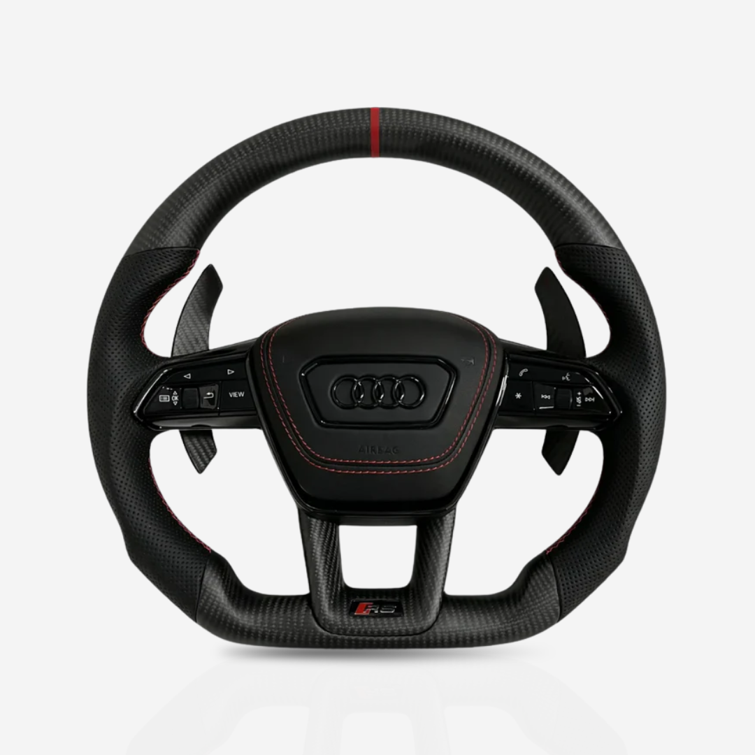 Audi Gloss Carbon Fibre & Leather Steering Wheel — 02