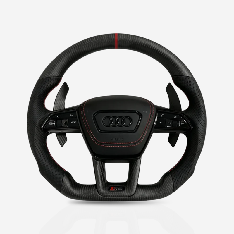 Audi Gloss Carbon Fibre & Leather Steering Wheel — 02