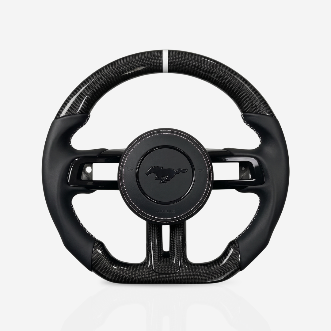 Ford Mustang Gloss Carbon Fibre & Leather Steering Wheel — 18