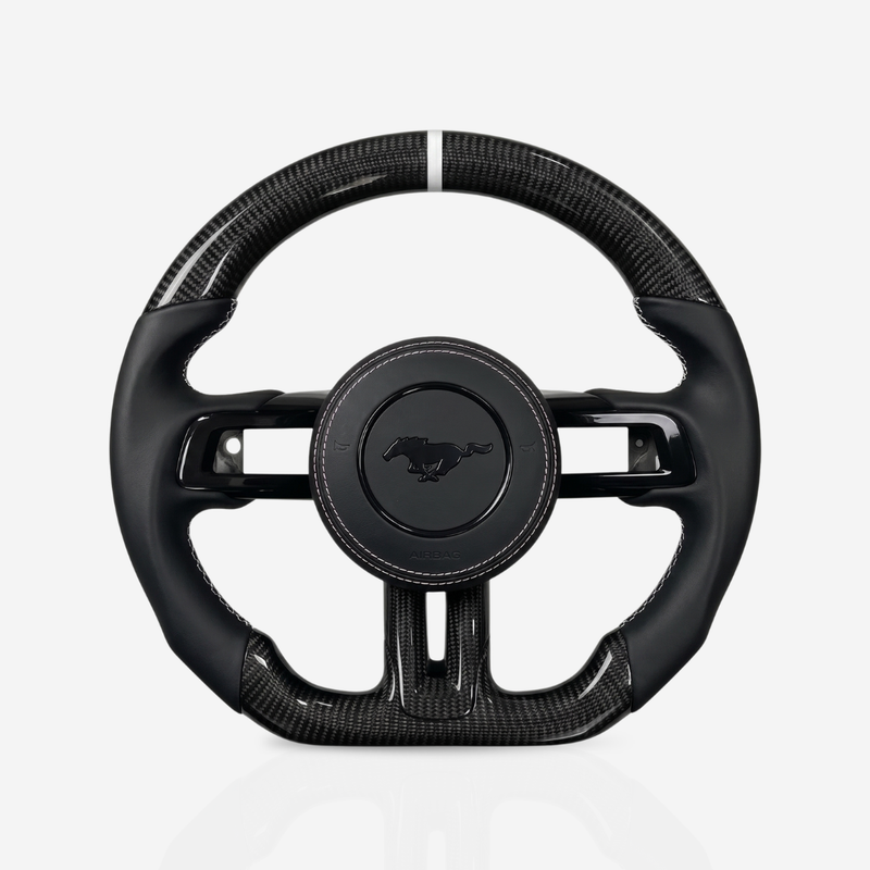 Ford Mustang Gloss Carbon Fibre & Leather Steering Wheel — 18
