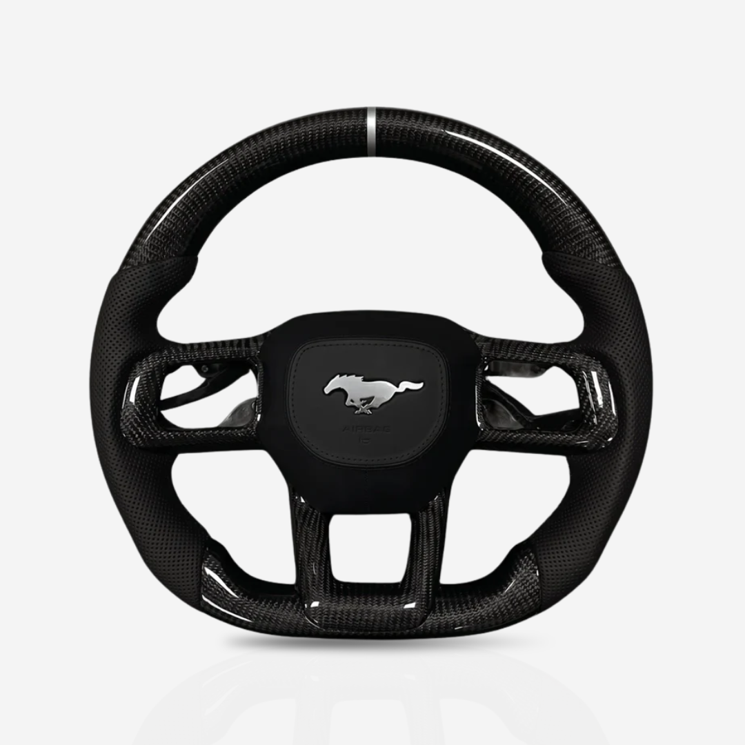 Ford Mustang Gloss Carbon Fibre & Leather Steering Wheel — 03