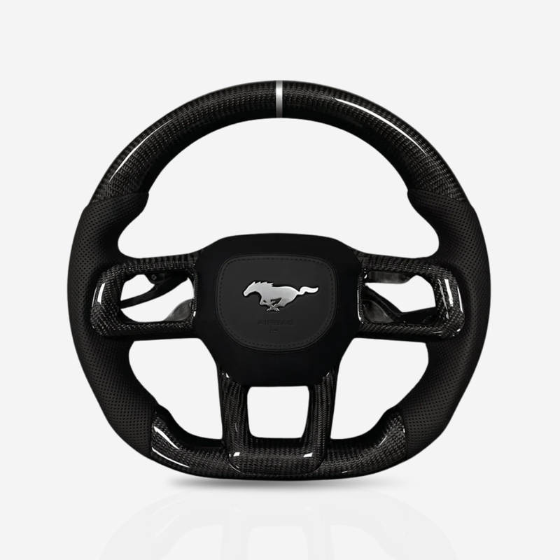 Ford Mustang Gloss Carbon Fibre & Leather Steering Wheel — 03