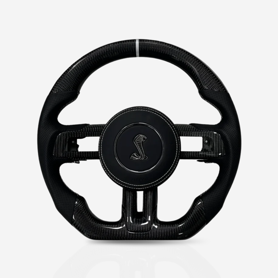 Ford Mustang Gloss Carbon Fibre & Leather Steering Wheel — 08