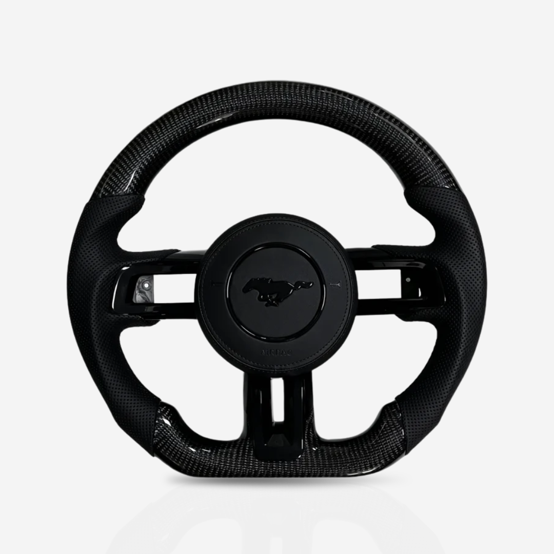 Ford Mustang Gloss Carbon Fibre & Leather Steering Wheel — 09
