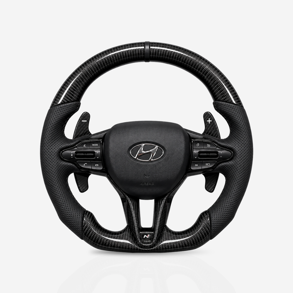 Hyundai Gloss Carbon Fibre & Leather Steering Wheel — 01