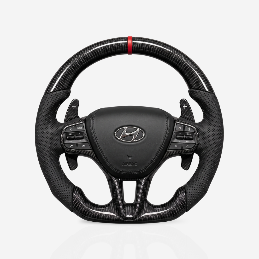 Hyundai Gloss Carbon Fibre & Leather Steering Wheel — 05