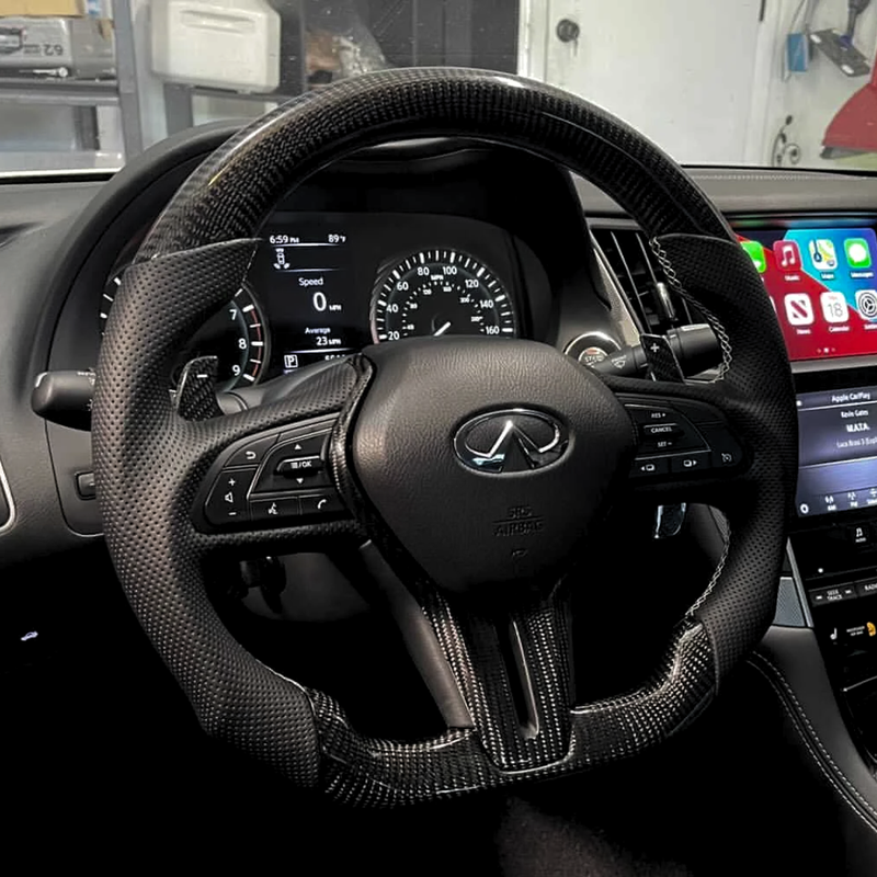 Infiniti Gloss Carbon Fibre & Leather Steering Wheel — 03