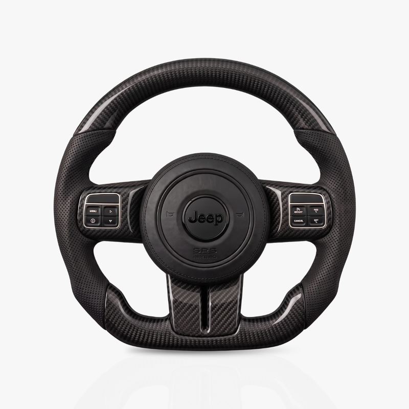 Jeep Gloss Carbon Fibre & Leather Steering Wheel — 08