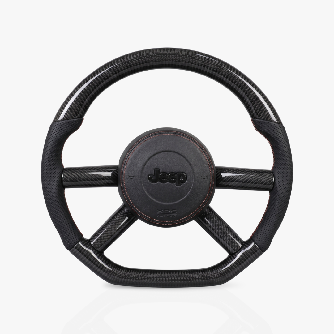 Jeep Wrangler Gloss Carbon Fibre & Leather Steering Wheel — 01