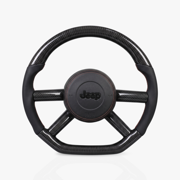 Jeep Wrangler Gloss Carbon Fibre & Leather Steering Wheel — 01