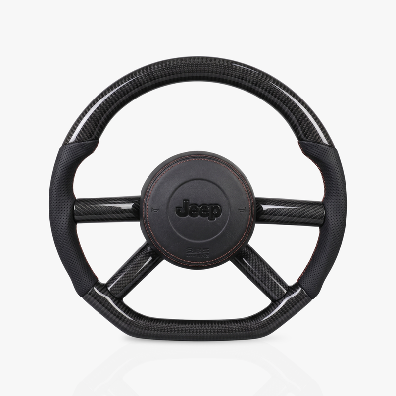 Jeep Wrangler Gloss Carbon Fibre & Leather Steering Wheel — 01
