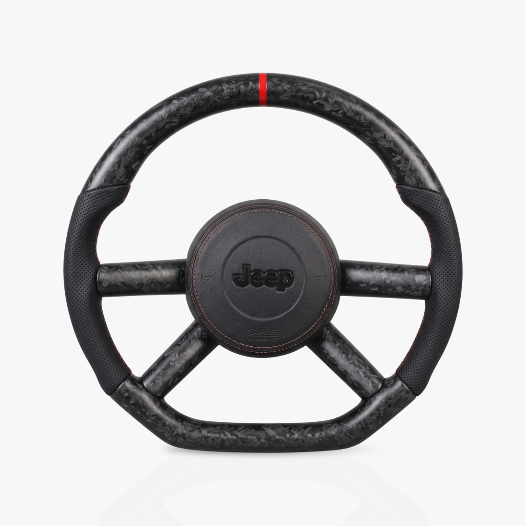 Jeep Wrangler Matte Forged Carbon Fibre & Leather Steering Wheel — 02