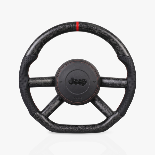 Jeep Wrangler Matte Forged Carbon Fibre & Leather Steering Wheel — 02