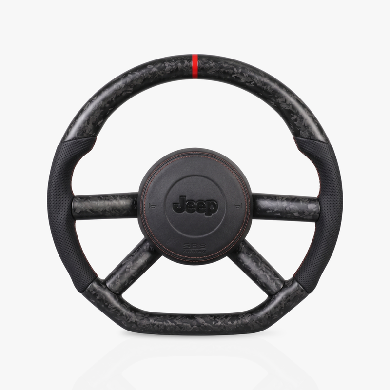 Jeep Wrangler Matte Forged Carbon Fibre & Leather Steering Wheel — 02