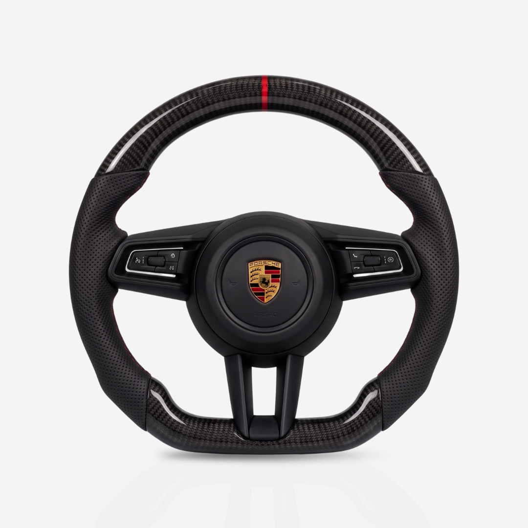 Porsche Gloss Carbon Fibre & Leather Steering Wheel — 17