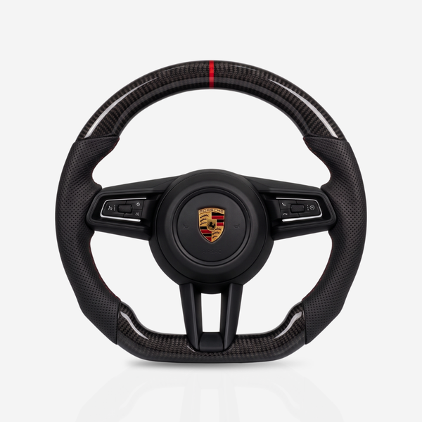 Porsche Gloss Carbon Fibre & Leather Steering Wheel — 17