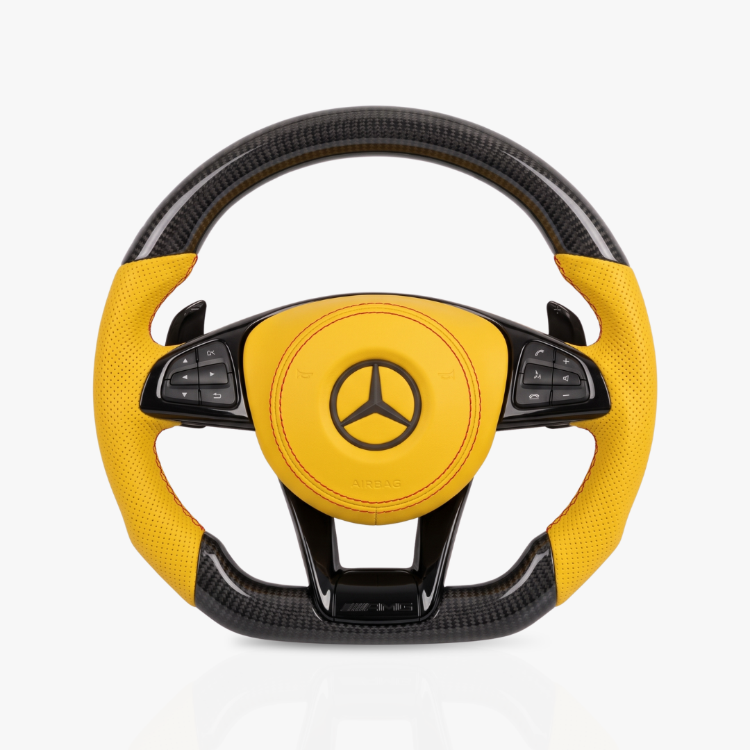 Mercedes-Benz AMG Gloss Carbon Fibre & Leather Steering Wheel — 45