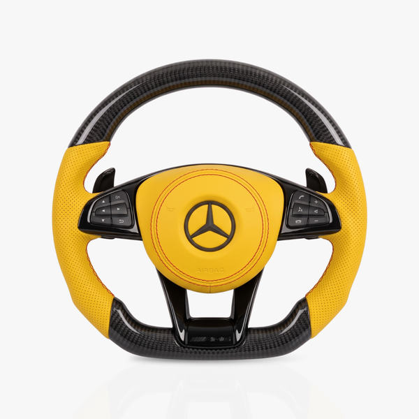 Mercedes-Benz AMG Gloss Carbon Fibre & Leather Steering Wheel — 45