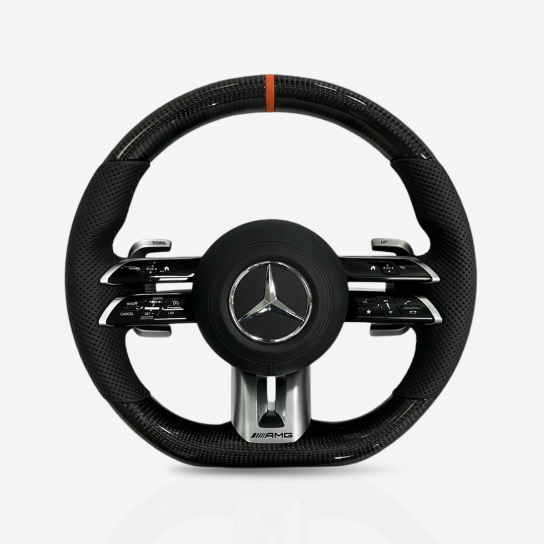 Mercedes-Benz AMG Gloss Carbon Fibre & Leather Steering Wheel — 18