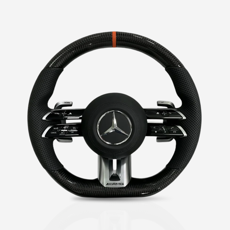 Mercedes-Benz AMG Gloss Carbon Fibre & Leather Steering Wheel — 18
