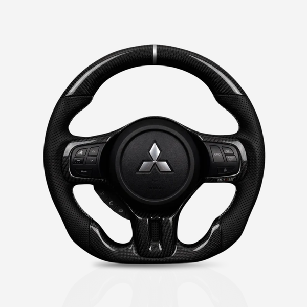 Mitsubishi Lancer Gloss Carbon Fibre & Leather Steering Wheel — 01