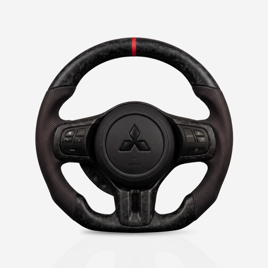Mitsubishi Lancer Matte Forged Carbon Fibre & Leather Steering Wheel — 04