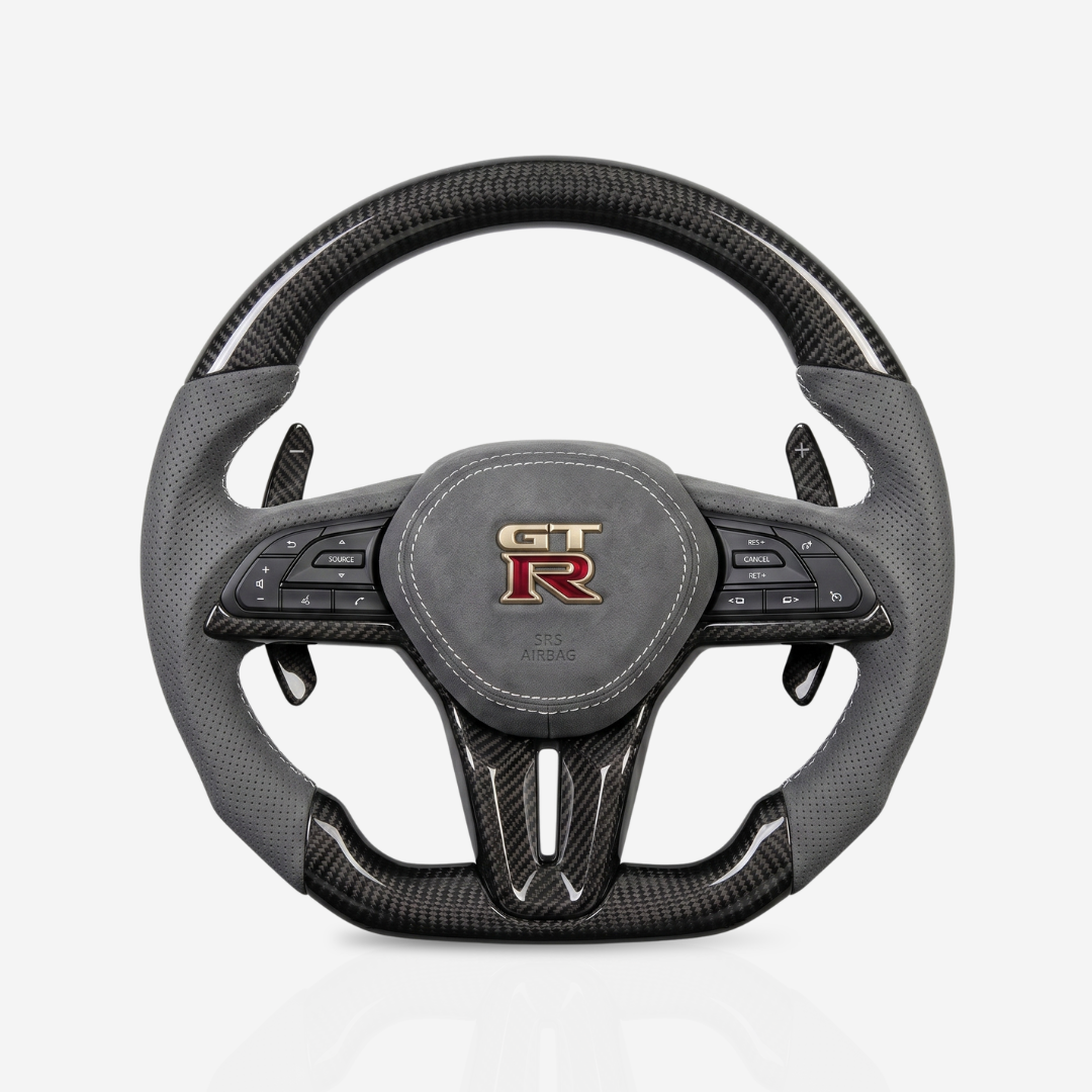 Nissan GT-R Gloss Carbon Fibre & Leather Steering Wheel — 04