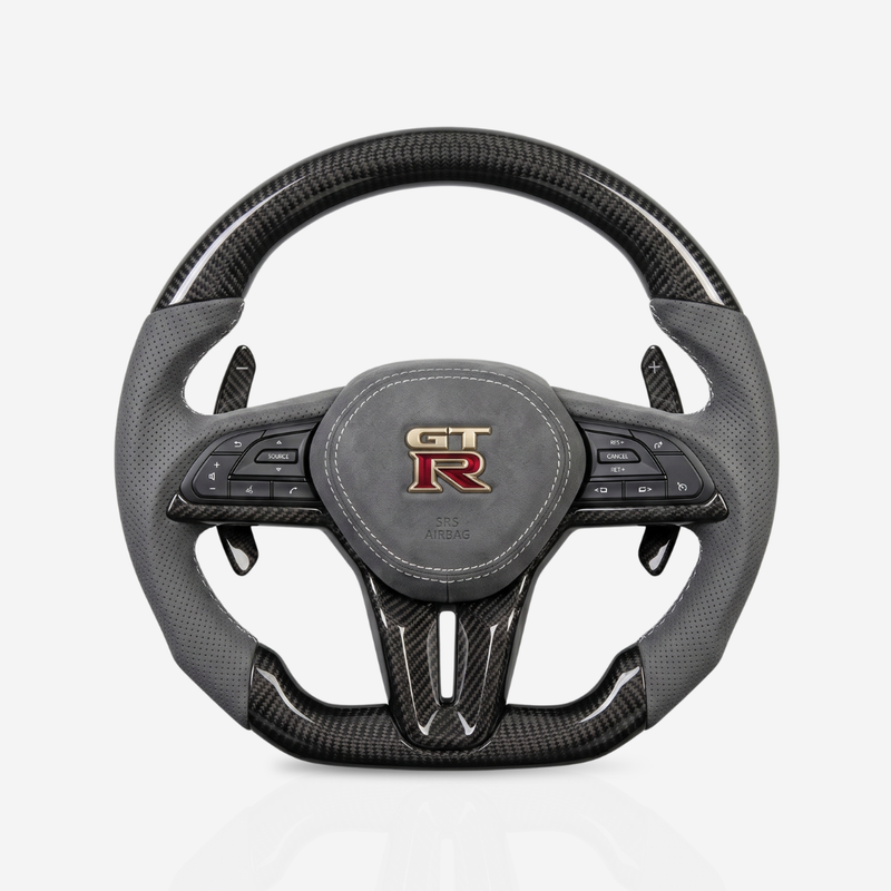 Nissan GT-R Gloss Carbon Fibre & Leather Steering Wheel — 04