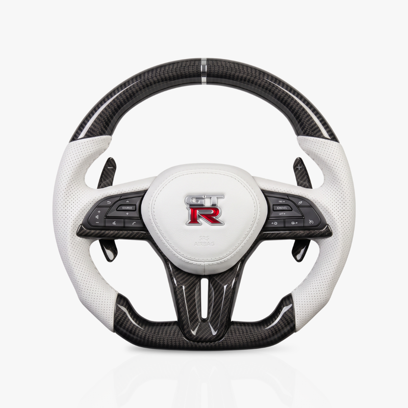 Nissan GT-R Gloss Carbon Fibre & Leather Steering Wheel — 19