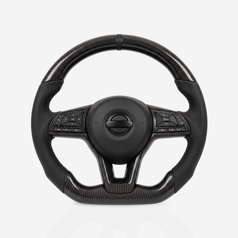 Nissan Gloss Carbon Fibre & Leather Steering Wheel — 11