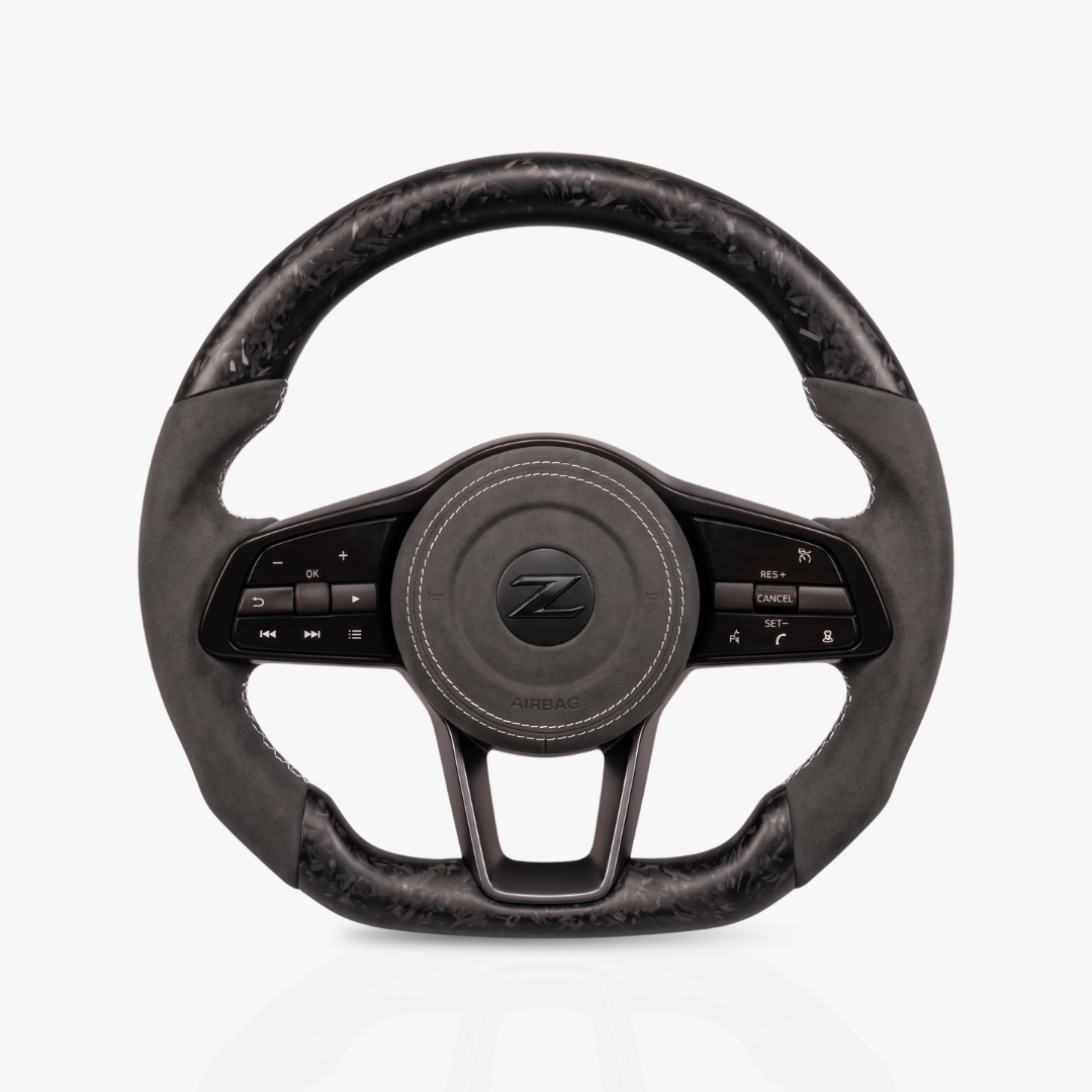 Nissan Z (RZ34) Matte Forged Carbon Fibre & Alcantara Steering Wheel — 17