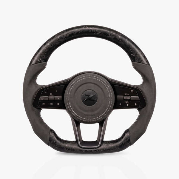 Nissan Z (RZ34) Matte Forged Carbon Fibre & Alcantara Steering Wheel — 17
