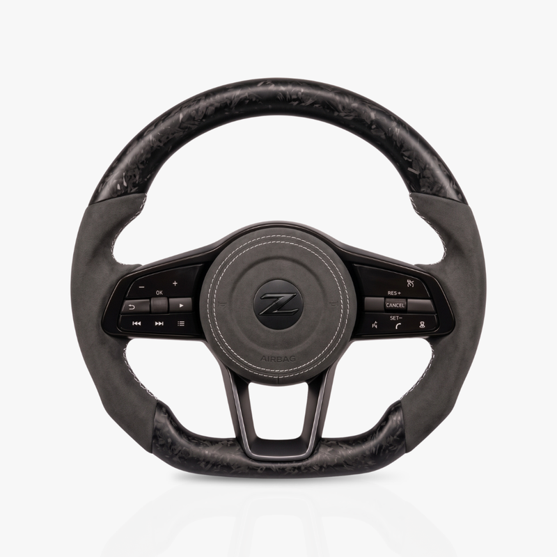 Nissan Z (RZ34) Matte Forged Carbon Fibre & Alcantara Steering Wheel — 17