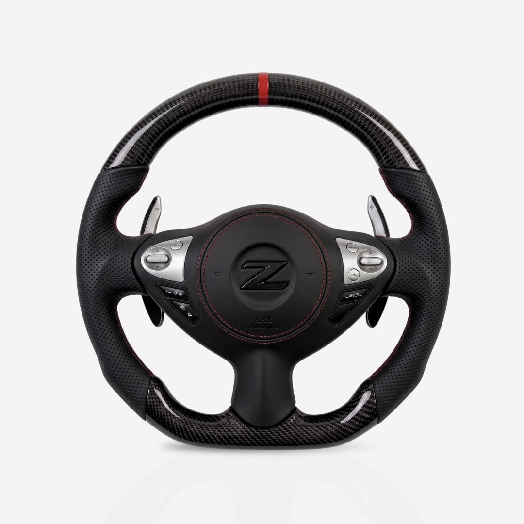 Nissan 370Z Gloss Carbon Fibre & Leather Steering Wheel — 09
