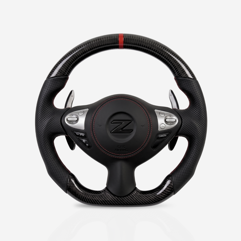 Nissan 370Z Gloss Carbon Fibre & Leather Steering Wheel — 09
