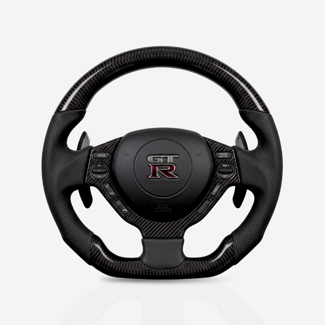 Nissan GT-R Gloss Carbon Fibre & Leather Steering Wheel — 05