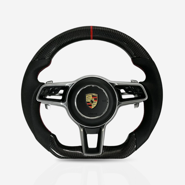 Porsche Gloss Carbon Fibre & Leather Steering Wheel — 09