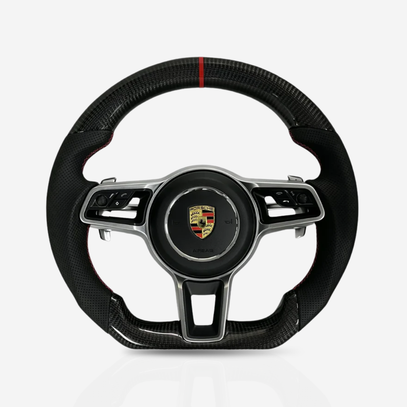 Porsche Gloss Carbon Fibre & Leather Steering Wheel — 09