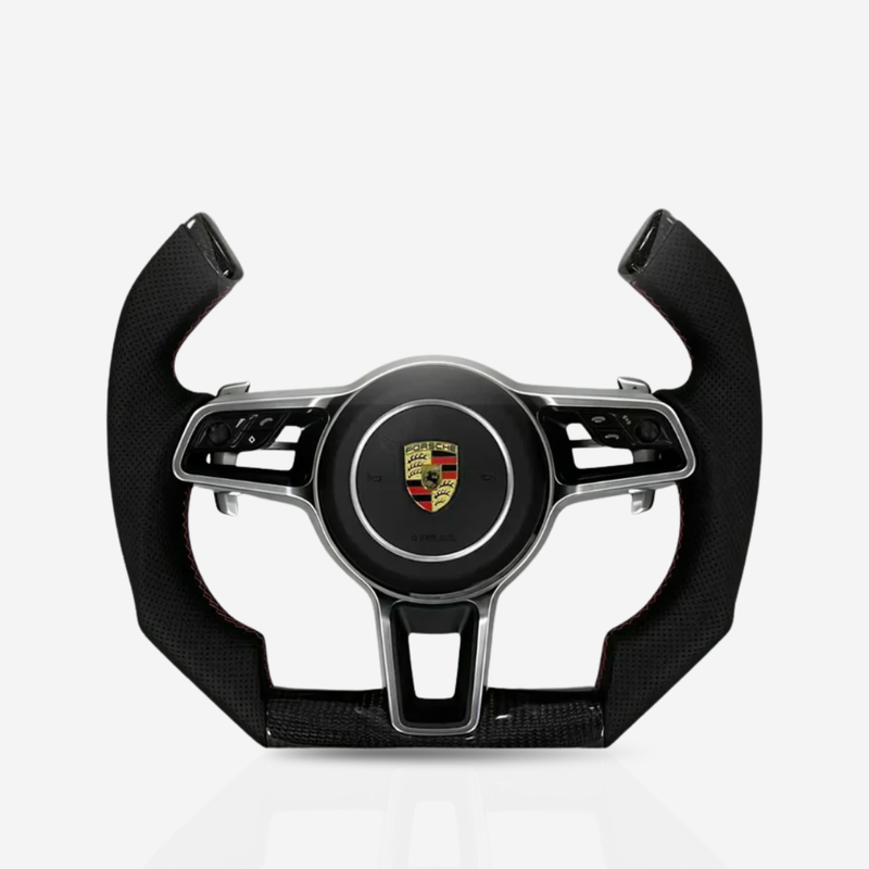 Porsche Gloss Carbon Fibre & Leather Yoke Steering Wheel — 01