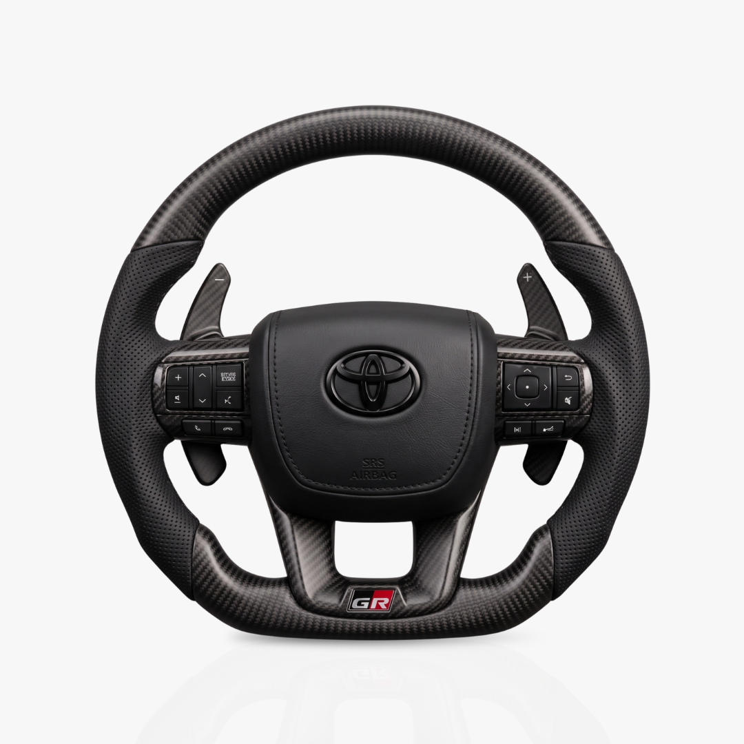 Toyota HiLux / Fortuner Matte Carbon Fibre & Leather Steering Wheel — 43