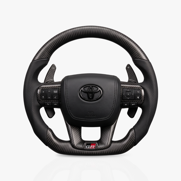 Toyota HiLux / Fortuner Matte Carbon Fibre & Leather Steering Wheel — 43