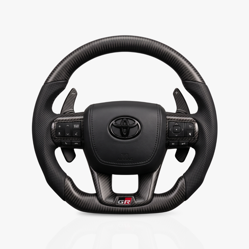 Toyota HiLux / Fortuner Matte Carbon Fibre & Leather Steering Wheel — 43