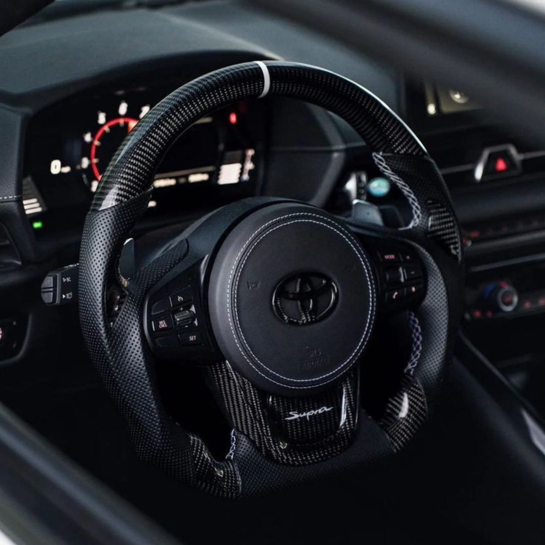 Toyota Supra Gloss Carbon Fibre & Leather Steering Wheel — 23